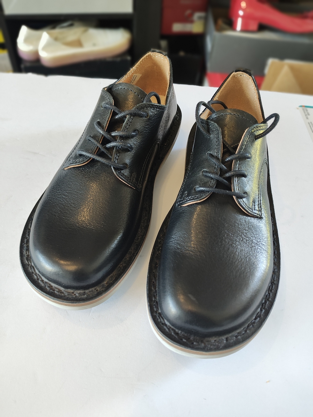 Women's Black Leather Lace-Up Sneakers 36